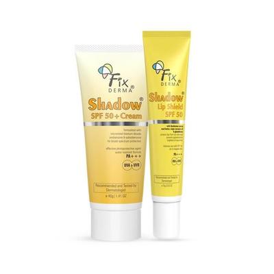 Fixderma Shadow Sunscreen SPF 50+ Cream PA+++ & Shadow SPF 50 Lip Shield PA+++ Combo | SPF 50 Sunscreen for Dry Skin | UVA & UVB Protection