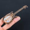 Rainbow Moonstone Handmade Copper Wire Wrap Guitar Pendant 4.53 y9W89