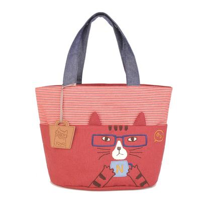 Nekomaruke Basket Tote Bag Red