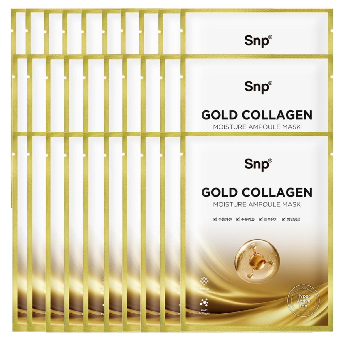 SNP Gold Collagen Daily Mask 30 Sheets - Convenient Pull-Out Anti-Wrinkle Mask with 24K Gold & Low-Molecular Collagen for Daily Firming