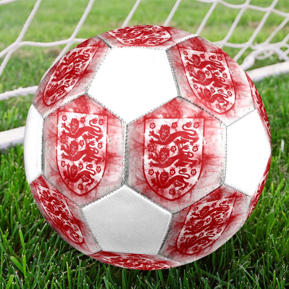 England Nationalmannschaft Fußballlogo Größe 5 Fußball, Maschinengenähtes PVC, Langlebig & Hoher Rückprall, für Alle Altersgruppen geeignet, Fanartikel, Spiele & Außenbereich.