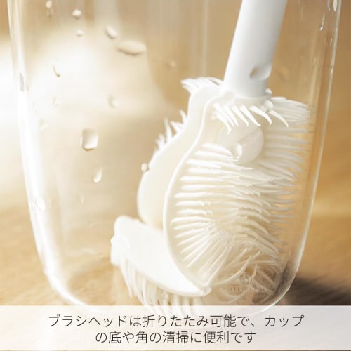 STEEL-LAND Cup Brush with Long Handle, Foldable Silicone Head, and 90-Degree Rotation, Ideal for Bottles, Water Bottles, Mugs, Glasses, Coffee Cups, B