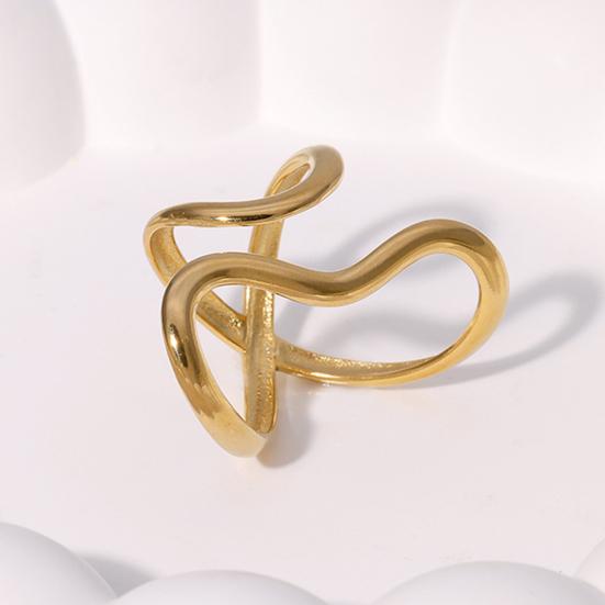 Finger Ring Open Adjustable Fit Women Ring Stainless Steel Texture Exaggerated Unconventional Lines Design Finger Band Jewelry Gift