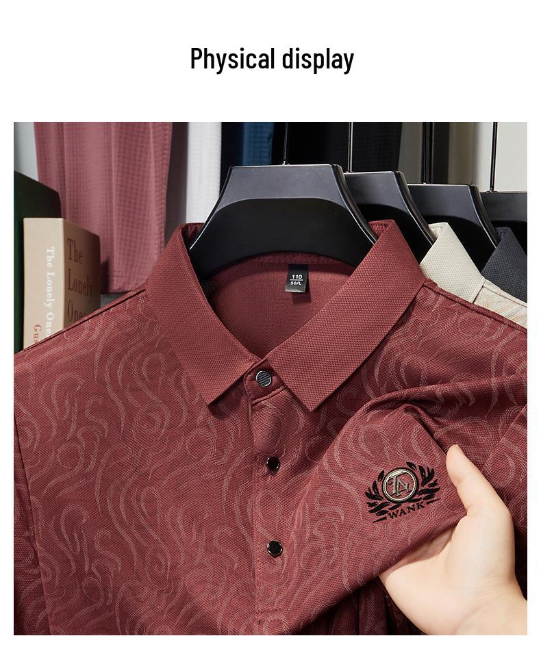 Men's Summer Ice Silk Lapel Polo Shirt - Casual Loose Fit with Embroidery
