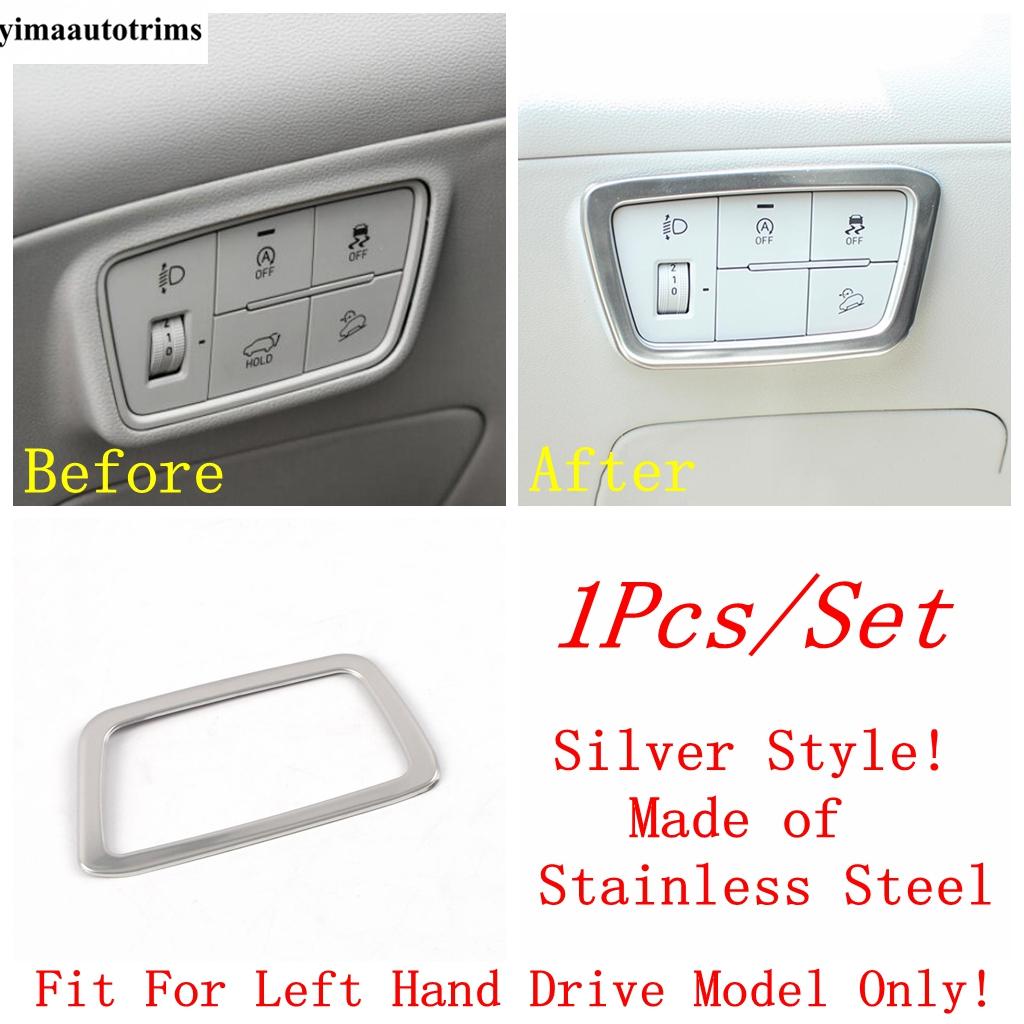 

For Hyundai Tucson NX4 Car Head Light Lamp Adjust Button Switch Panel Decorative Stickers Cover Trim Accessories Silver Style