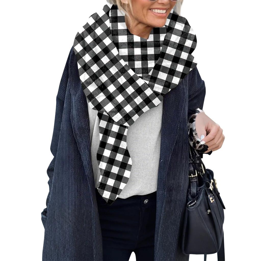 Women's Plaid Scarf Warm Thickening Trend Scarf Shawl Cape