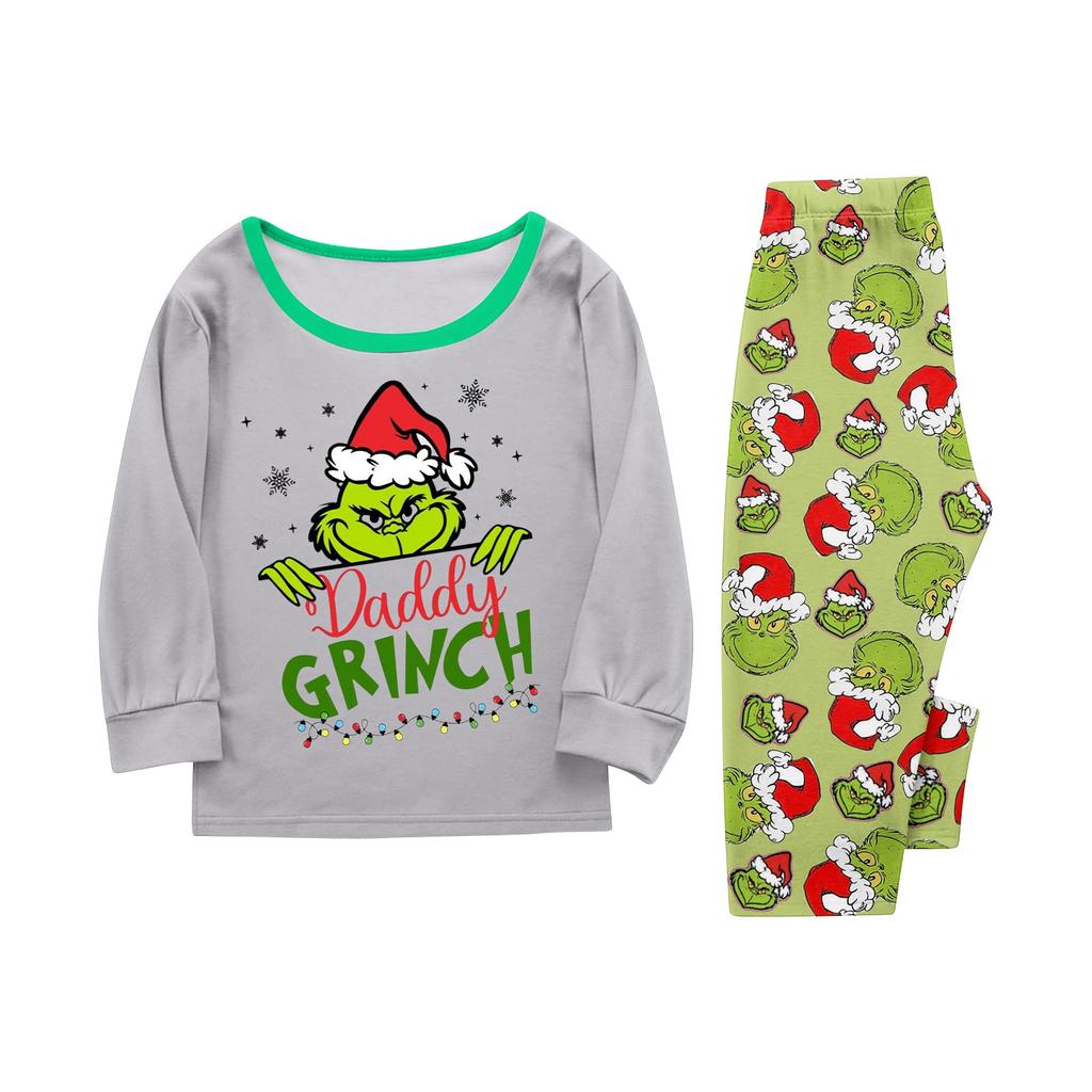 Print Cute Family Set Pajamas, Home Clothes, Family Set Long Sleeve Top Pants Set