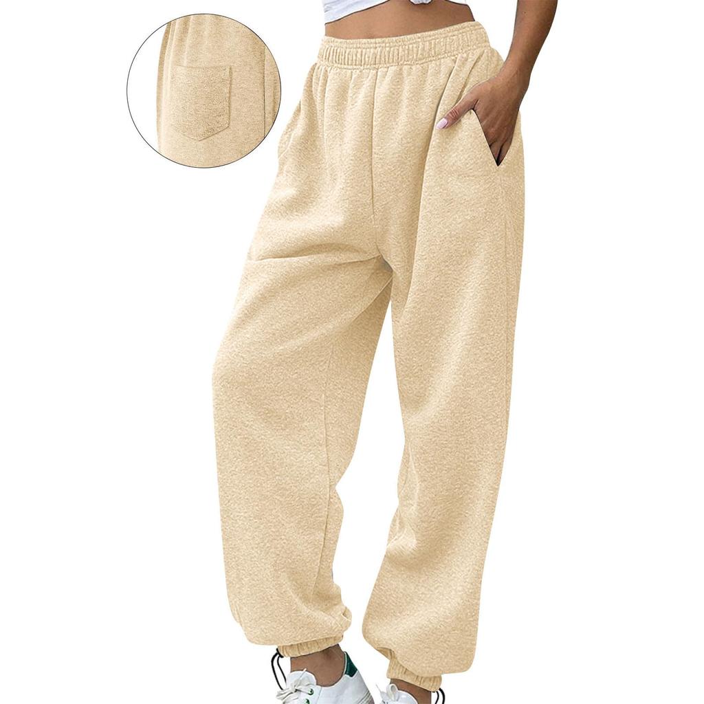 Women's Casual Lined Jogger Sweatpants with Elastic Cuff Long Color