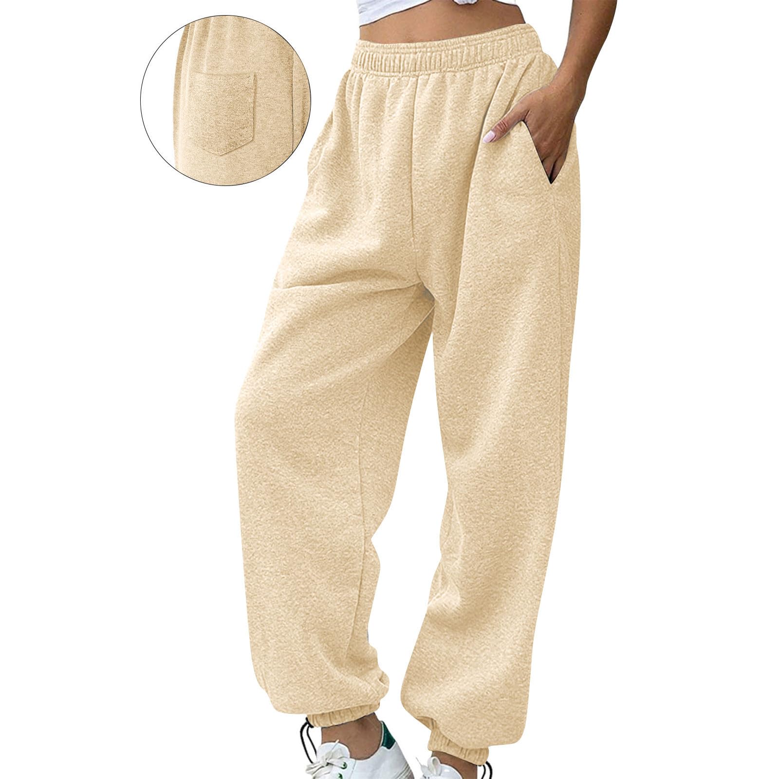 Women s Casual Lined Jogger Sweatpants with Elastic Cuff Long Color L