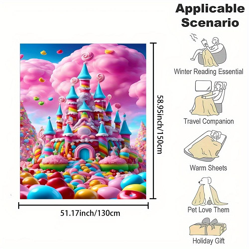 Rainbow Castle Flannel Throw Blanket Soft All Season No Pilling Couch Bed Camping Gift