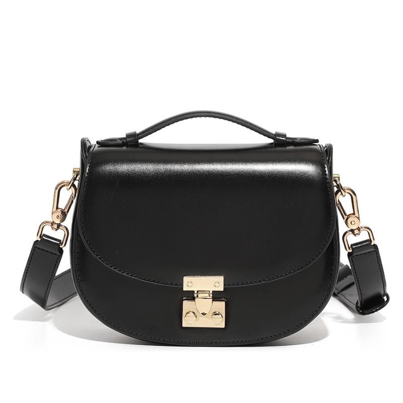 Retro Genuine Leather Saddlebag Women's Bag with Wide Shoulder Strap Versatile Casual Crossbody Small Trendy Bag
