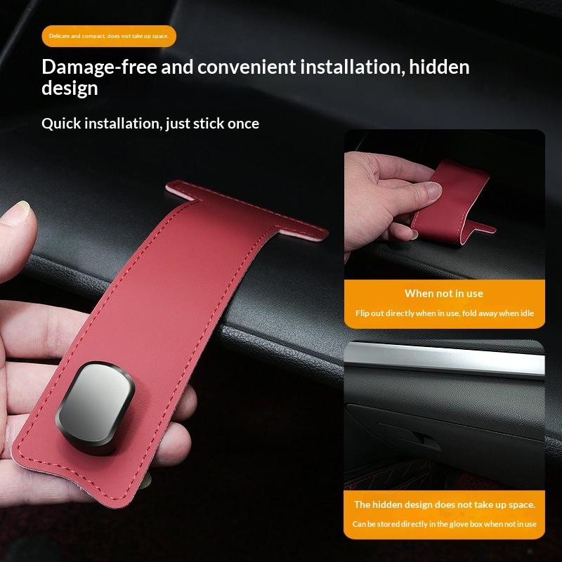 Car Glove Box Purse Hook Universal Hidden Car Hook Pu Leather Hanging Hooks Interior Seat Back Hanger Hook Accessories