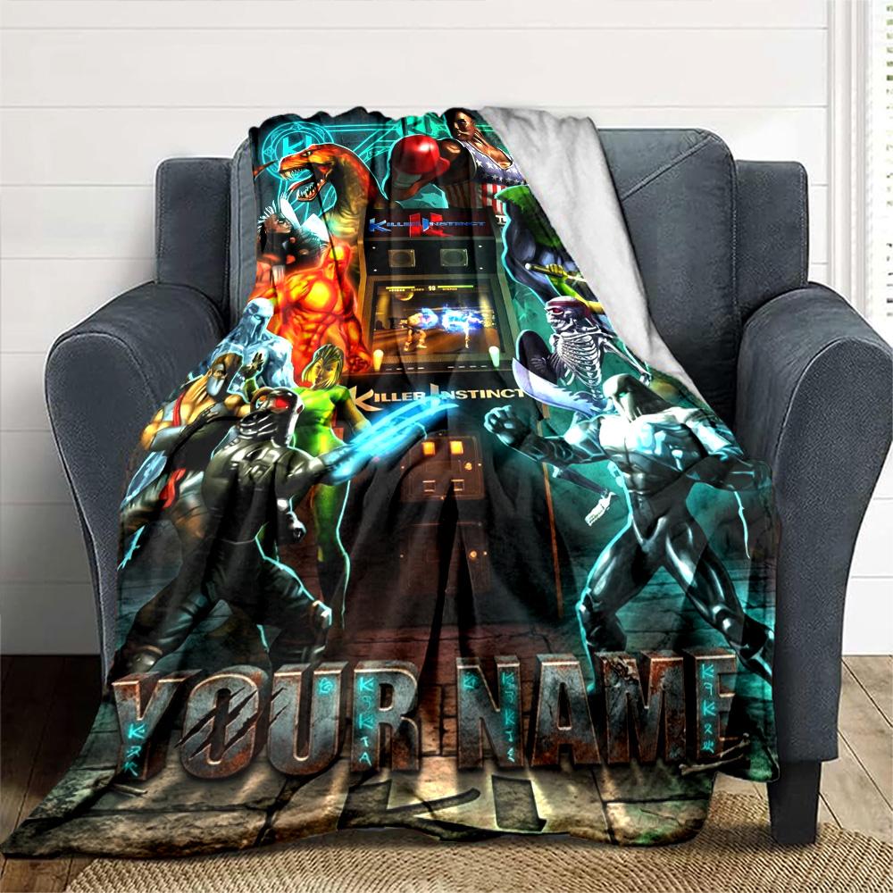 Name Custom KILLER INSTINCT Print Flannel Blanket High Quality Warm Comfortable Cover for All Seasons Perfect for Gifts Home Decor