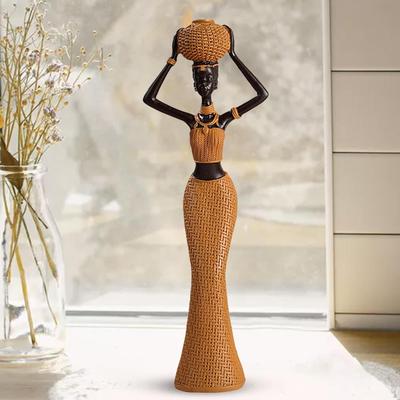 Afrikaanse dame standbeeld, hars ornament, handgemaakte ambachten, decoratie voor hotels, planken en open haard