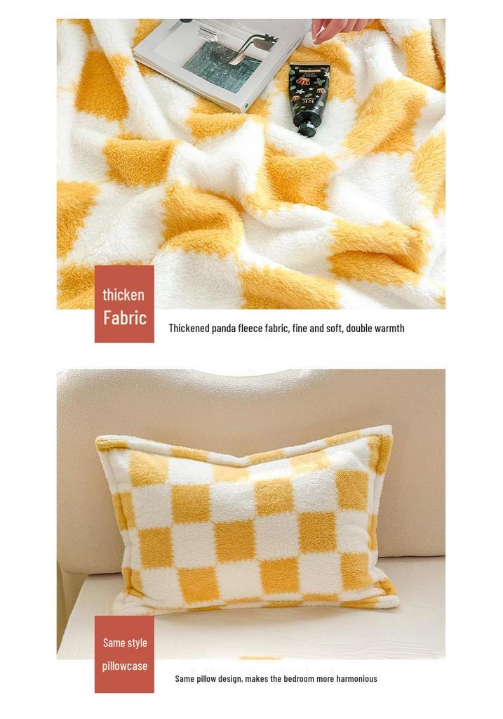 Premium Winter Coral Fleece Plaid Blanket for Women - Thickened Milk Fleece Office Nap Throw