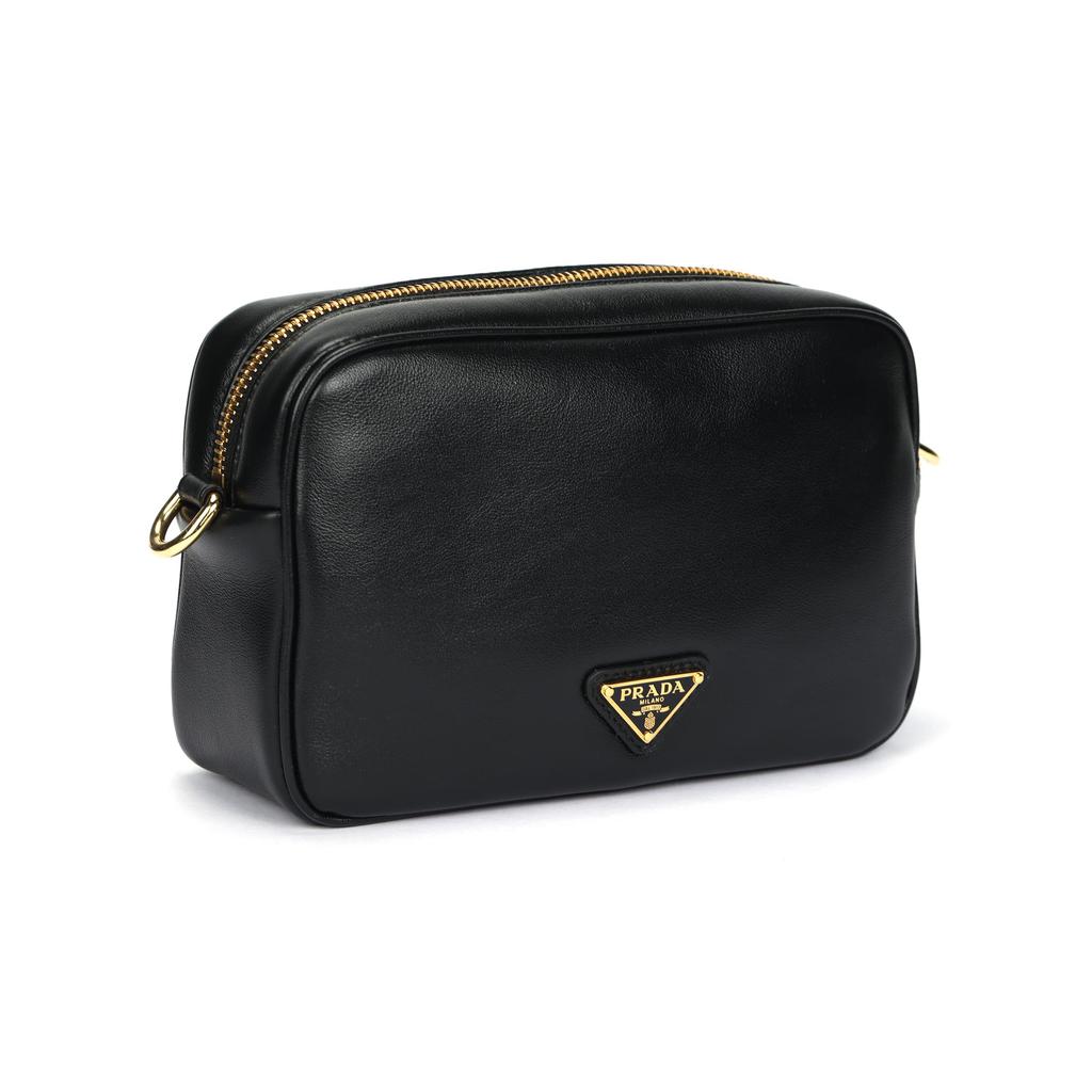 Prada Triangle Embossed Logo Adjustable Detachable Shoulder Strap Zipper Closure Calfskin Shoulder Crossbody Bag 1BH195_2BYA_F0632_V_OXO