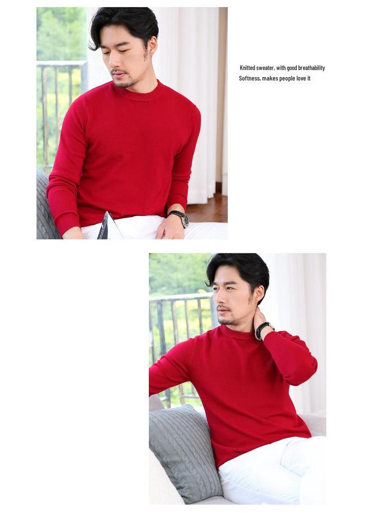 2021 Men's Korean Knitted Round Neck Sweater - Loose Fit, Solid Color, Plus Size, Long Sleeve Pullover for Spring & Autumn