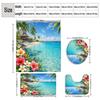 4Pcs 2D Flat Tropical Beach Shower Curtain Set with Non-Slip Bath Mat, Toilet Lid Cover, Contour Rug & 12 Hooks, Bathroom Decor