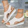 Womens Sandals Hollow Platform Sandals  Fish Mouth Women's Shoes Outdoor Beach Wedges Sandal Woman Footwear Women Retro Casual