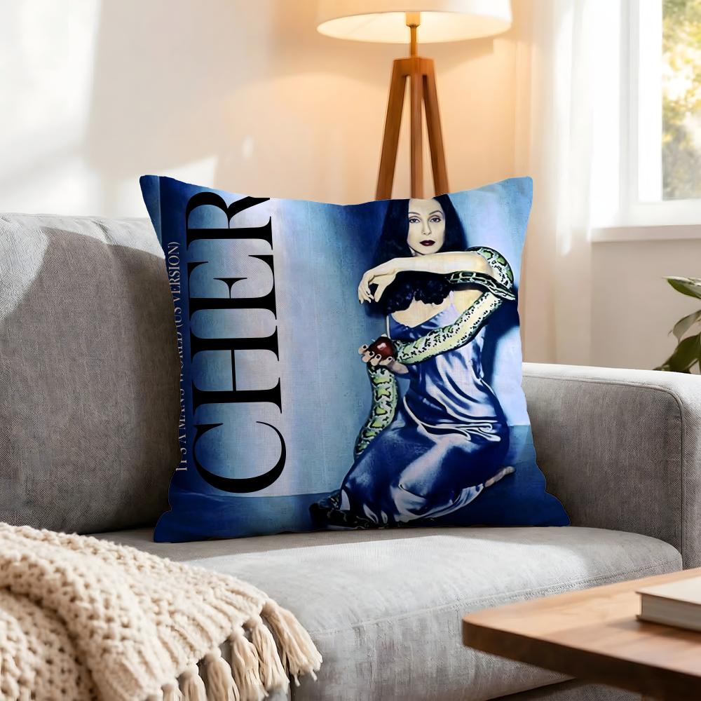 Singer Cher Cushion Cover 1Pcs Decorative Covers Soft Cushion Case For Sofa Couch Decor 40X40 45X45 Pillowcases