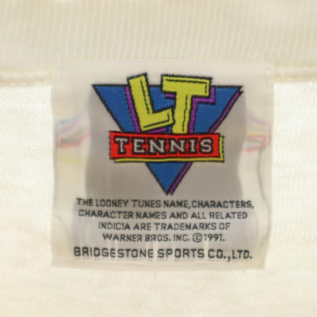 LOONEY TUNES 90s Old Bugs Bunny print Short sleeve T-shirt white tennis Men's Used