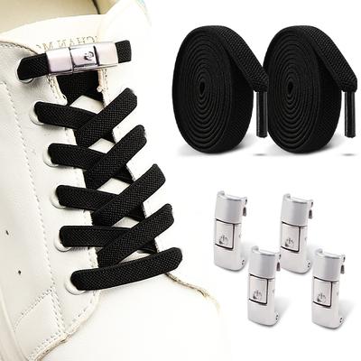 Press Lock No Tie Shoelaces Flat Elastic Shoelace for Sneakers Sport Tieless Shoe Laces One Size Fit All Adult Kids 1Pair/2Pair