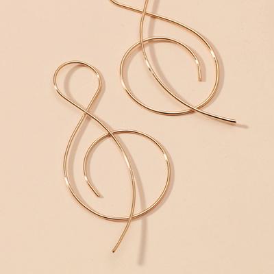 1 Pair Ladies Creative Hoop Earrings Musical Note Shape Simple Exquisite Exaggerated Lines Anti-fall