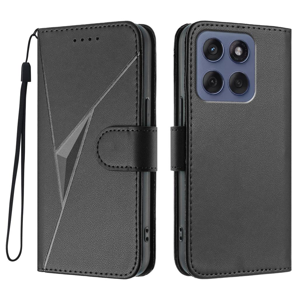 For Motorola Edge (2025) 5G/Edge 60 5G/60 Fusion 5G Case Triangle Imprint Leather Phone Cover with Lanyard
