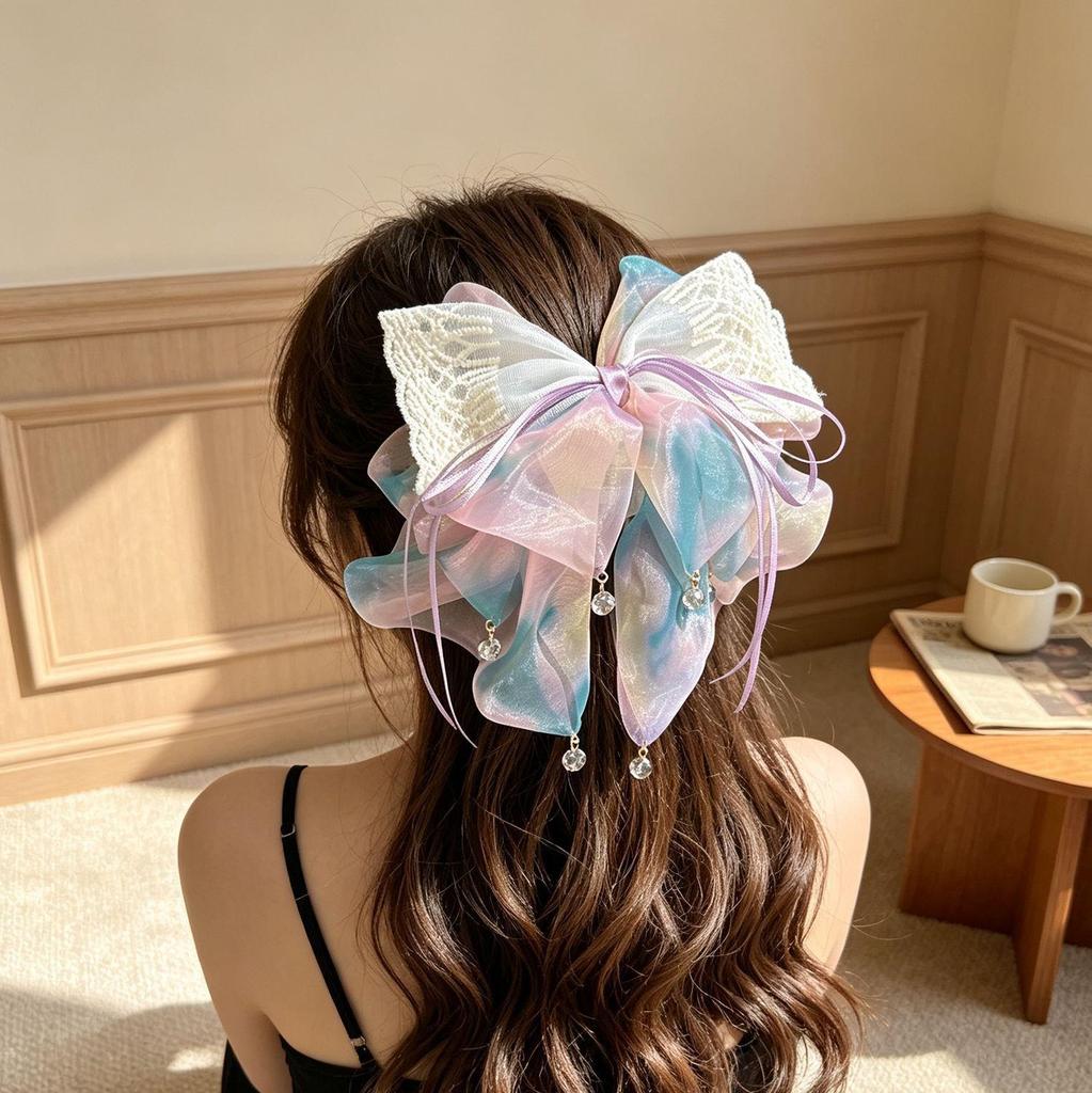 Polka Dot Bow Claw Clip: Elegant Women's Hair Accessory