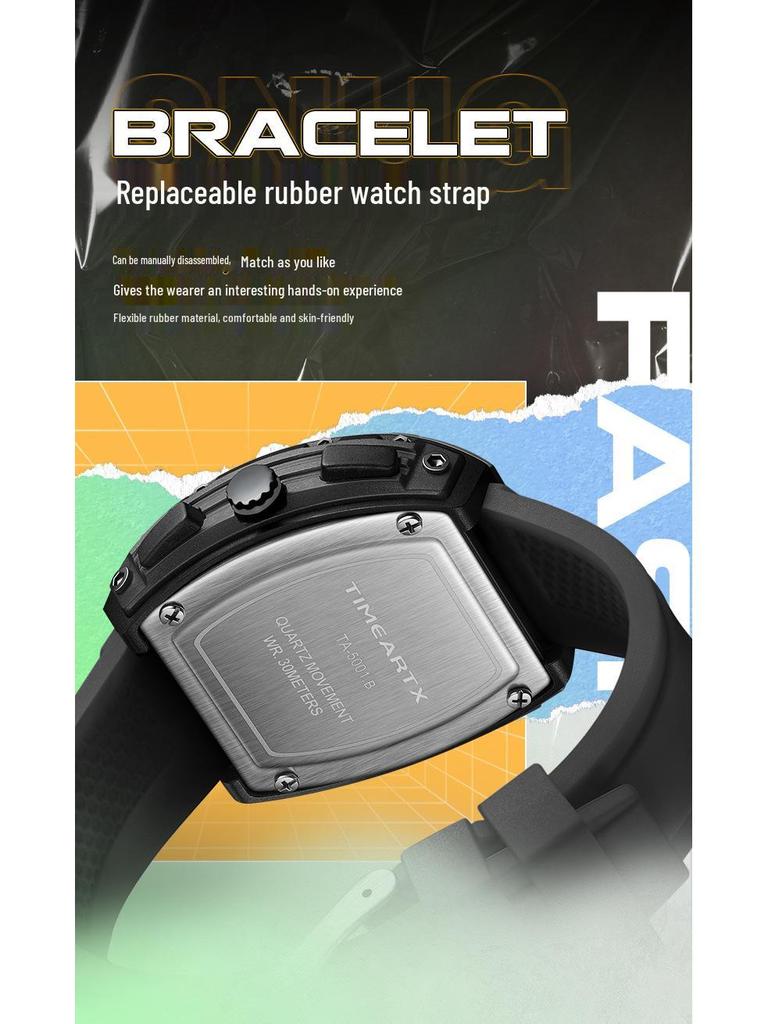TIMEARTX Herren Multifunktions-Quarz-Uhr: Leuchtendes, Wasserdichtes Silikonarmband Modeaccessoire