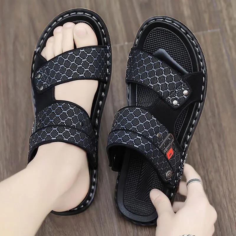Fashion Sabot Sandals Man Soft Beach  ShoesGenuine Leathe Platform Comfortable Pvc Clappers 2025 Original Style Trend Slippers for Men