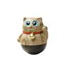 Wood Tumbler Ornaments Wooden Cat Pet Carvings Home Decoration Decompression Toys Birthday Gifts Wood Statue Cat Sculpture Decor