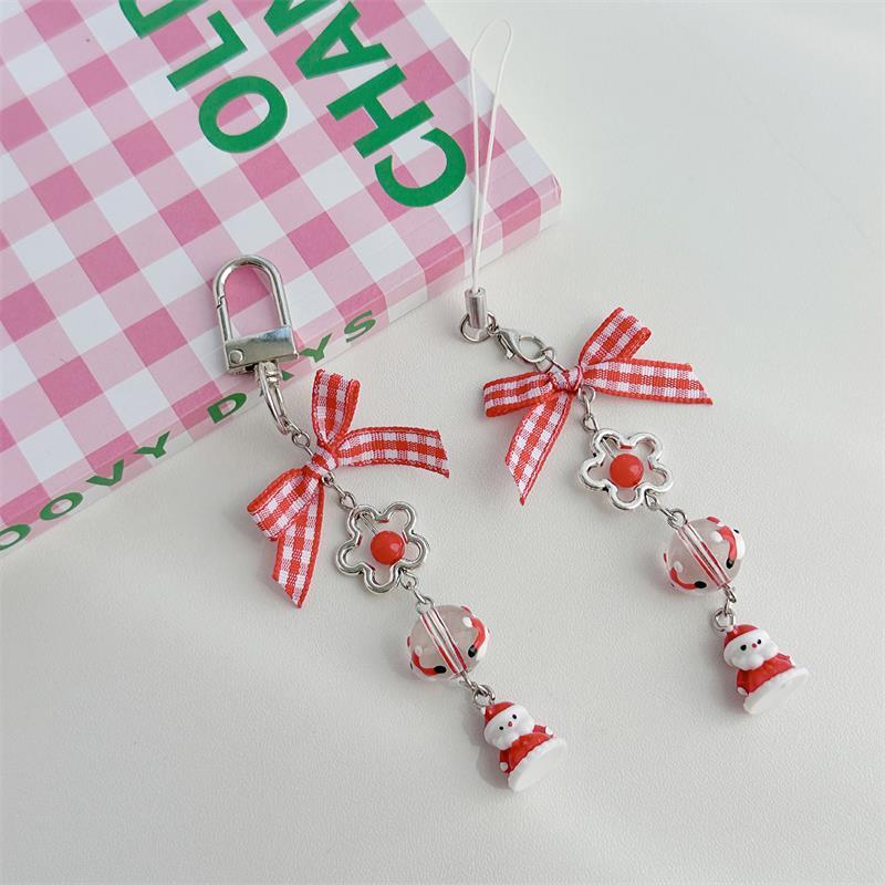 Uroczy Święty Mikołaj Kokarda Brelok Wisiorek Łańcuszek do Telefonu Zawieszka do Plecaka Dziewczęce Serce Zawieszka do Torby Dodatek Świąteczny Brelok Prezenty