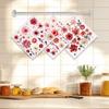 6PCS Red Flowers Print Swedish Dishcloths Eco-Friendly Kitchen Dish Rags Absorbent Dish Towels Reusable Washable Cleaning Cloth