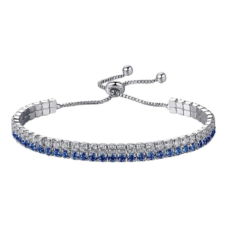 

Elegant Zircon Bracelet Simple Bracelet Double Layer Fashionable Jewelry Perfect for Easy Adjustment and Versatile Wear синій