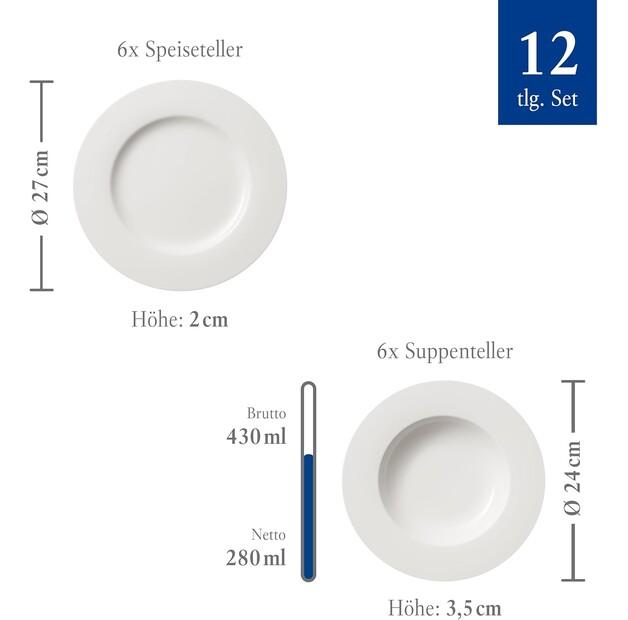 Villeroy & Boch Twist White Plate Set, 12 Pieces (1013807611)