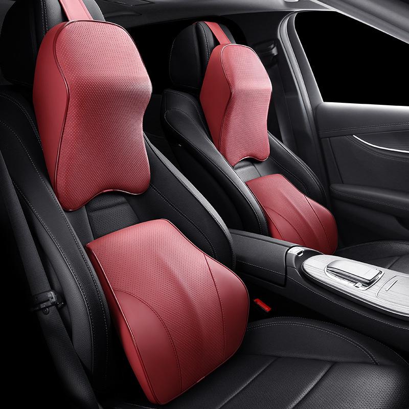 Universell Minnesskum Bil Nackstöd och Ryggstöd Kudde - Fulläder, Fyrårstiders Komfort