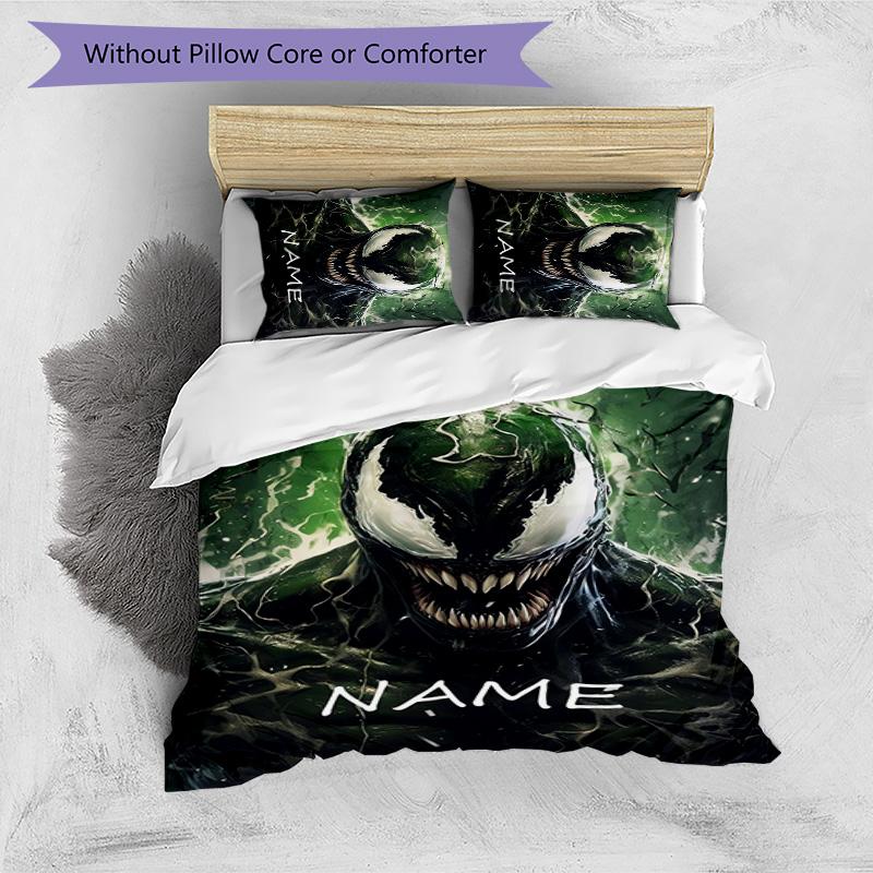 3pcs Venom4 Cover Set - Personalized Name, HD Printed Bedding with 1 Cover and 2 Pillowcases - Perfect for Home Decor, Easy Care