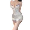 Sexy sexy pajamas purple floral pajamas deep v pure desire girl suspender underwear nightdress