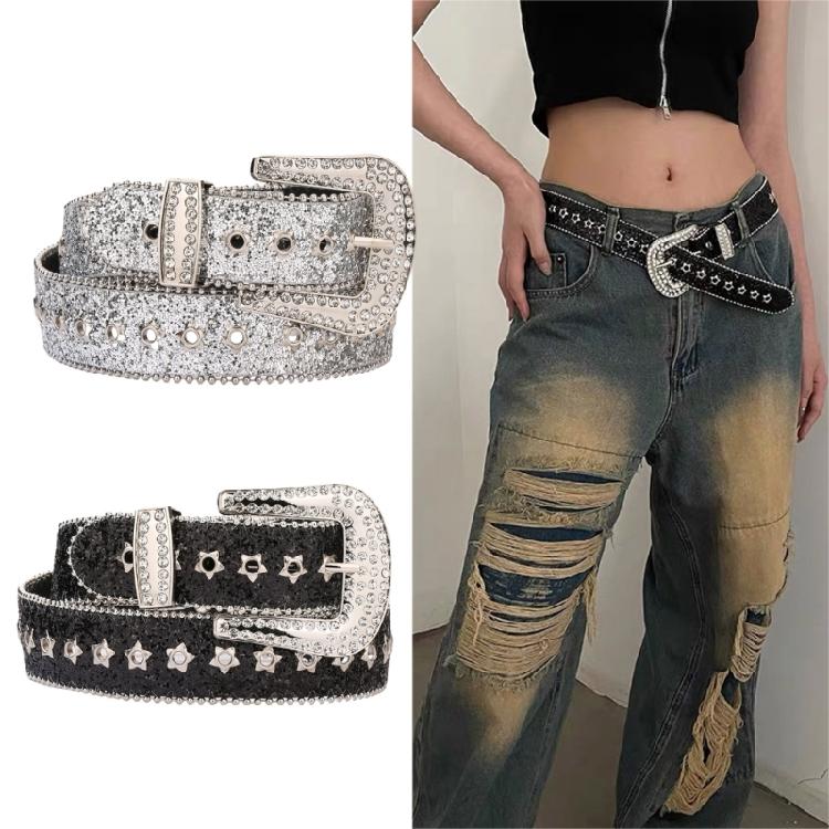 Cool Gothic Waist Chain Casual Belt Studded Waist Ceinture Lady Glittered Belt