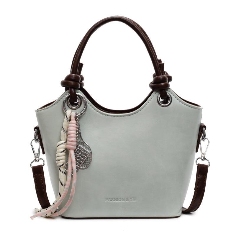 

Spring and summer new Korean version simple ins portable bucket bag women s fashion versatile work commuting texture messenger bag зелёный