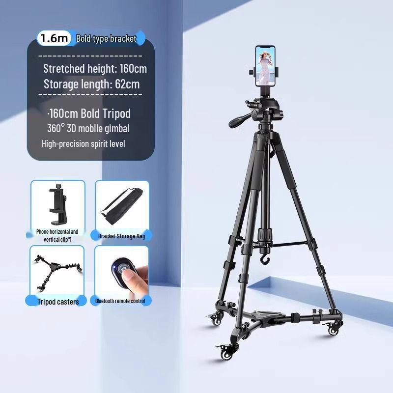 Professional Mobile Phone & DSLR Tripod with Pulley and Universal Ball Head for Live Streaming