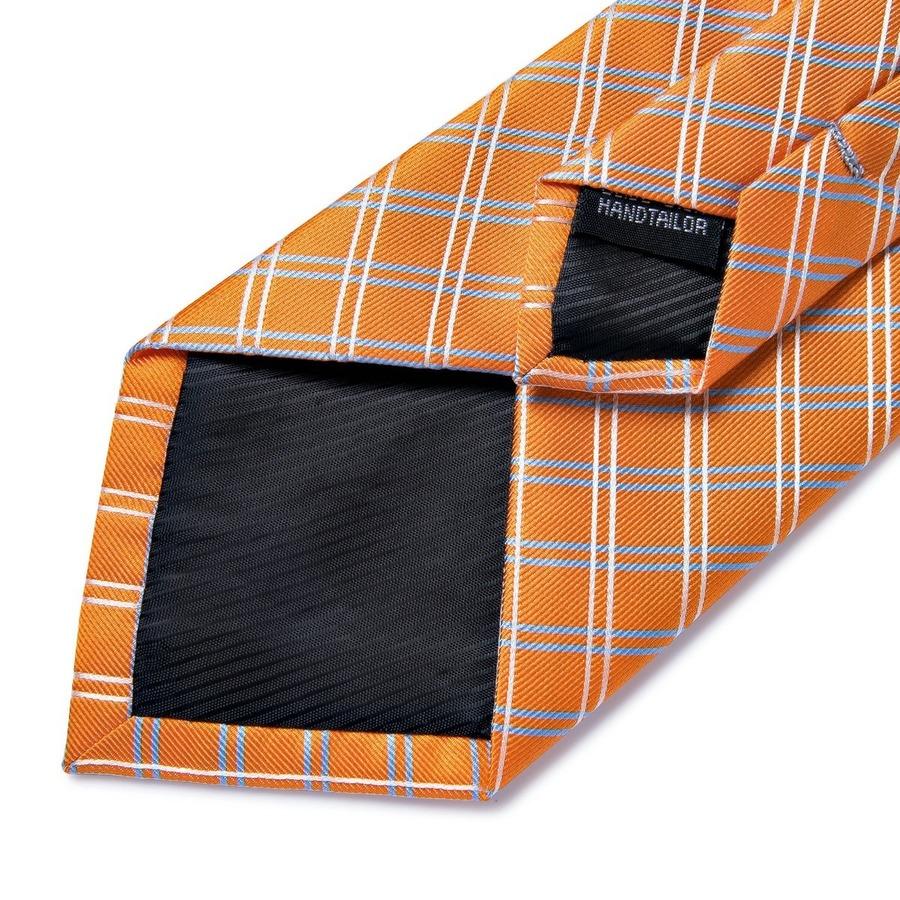 7 Colors Mens Plaid Paisley Silk Necktie Hanky Cufflink Tie Clip Boutonniere Set for Wedding Party