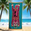 1Pc Tiger Abstract Artwork Beach Towel, Quick Dry, Multi-Use for Beach Pool Gym Yoga Home Travel, Christmas, Halloween, Xmas Gift M9286