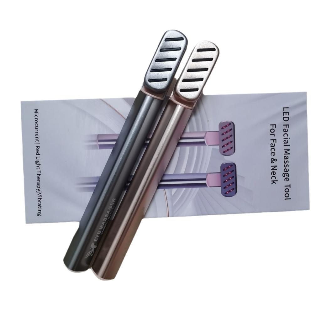 Elektrisk tryllestav-introduktor, Rødt lys løftende og oppstrammende massasjeapparat, Vibrasjons skjønnhetsinstrument, Oppvarmende skjønnhets-hals