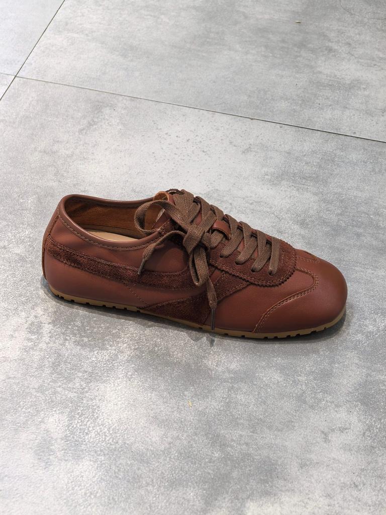 Washed Cowhide~ 2025 Summer Square Head Single Shoes Women's Soft Soles Light and Not Tired Feet German Training Shoes Flat Shoes Casual Shoes