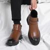 2024 Men's Shoes High Top British Motorcycle Leather Boots Men Thick Sole Trend Chelsea Boots Mens Casual Shoes platform boots