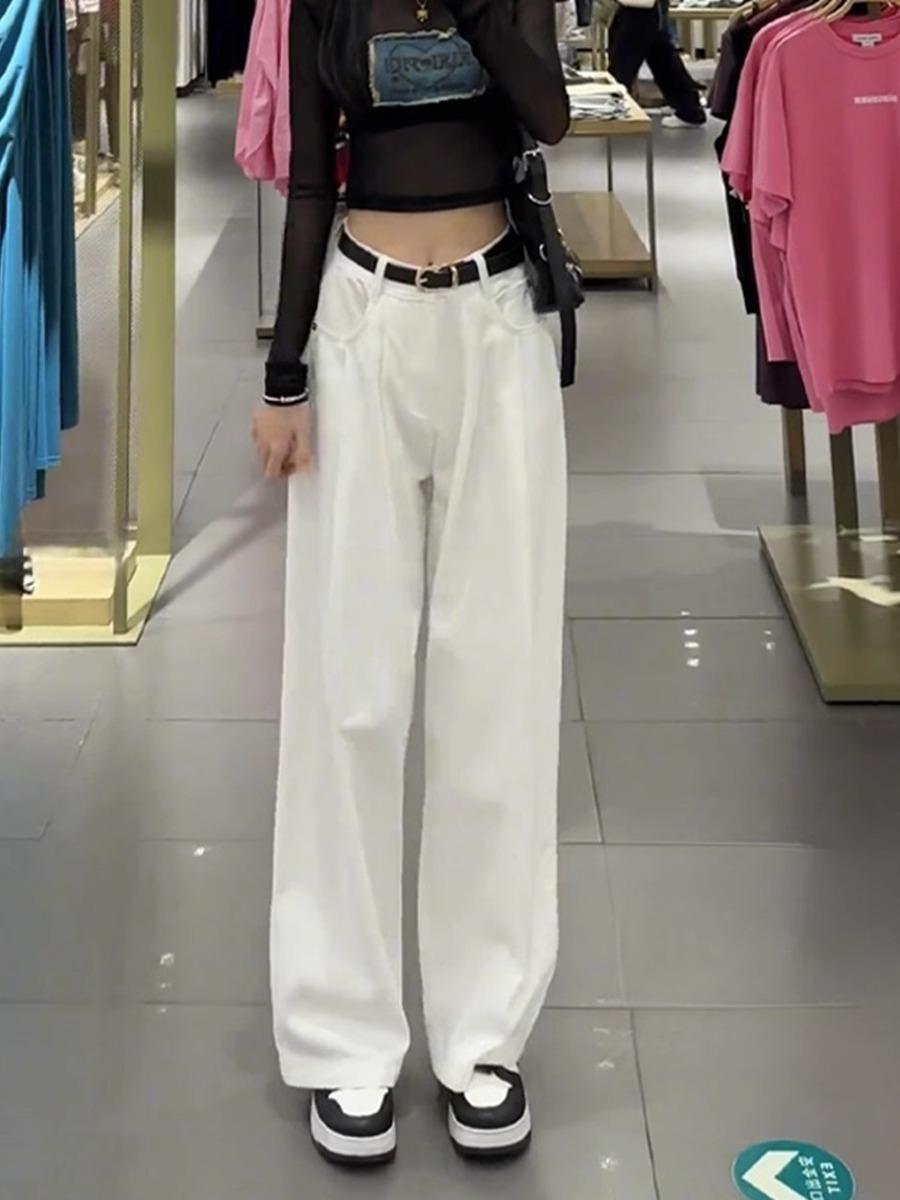 

Ретро джинсы с высокой посадкой и широкими штанинами для миниатюрных женщин 2XL белый