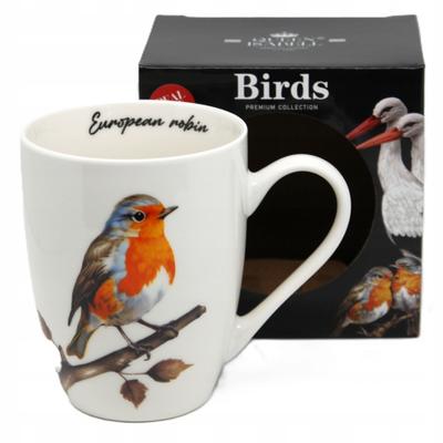 Porcelain Mug with an Image of a Bird As a Gift