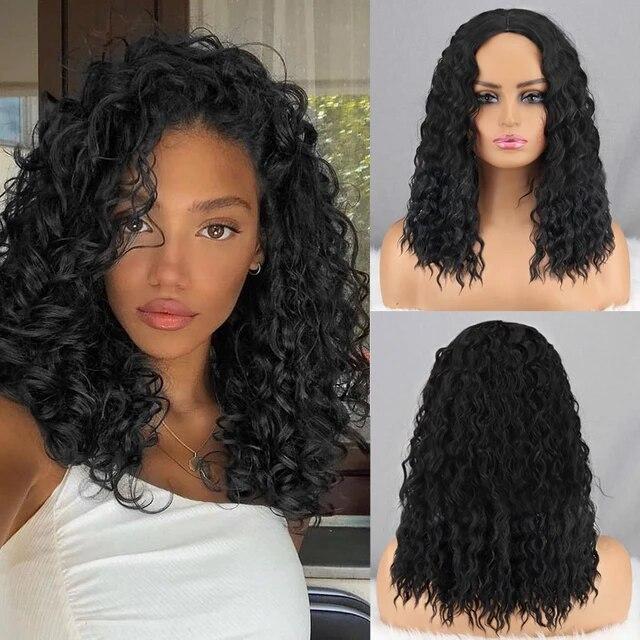 Synthetic Wigs Curly Wigs for Black Women Long Deep Wave Wigs Hair Heat Resistant Half HTied Cosplaly Wigs Party